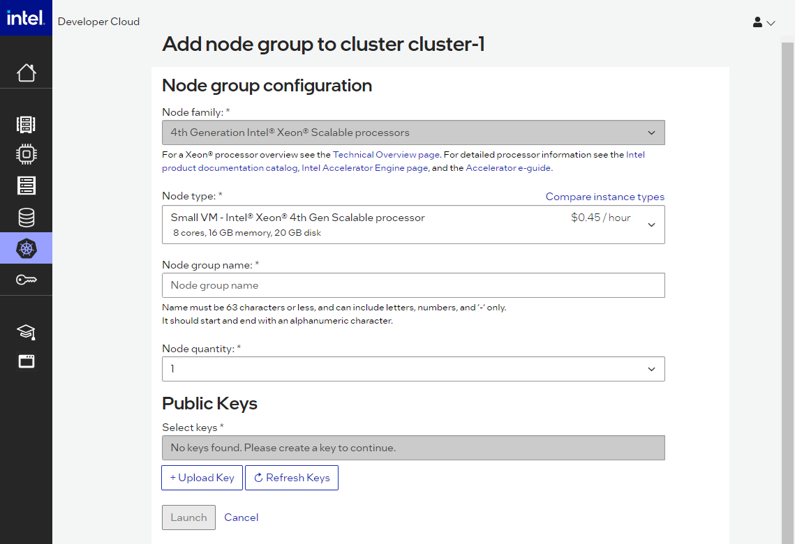 Add node group to cluster
