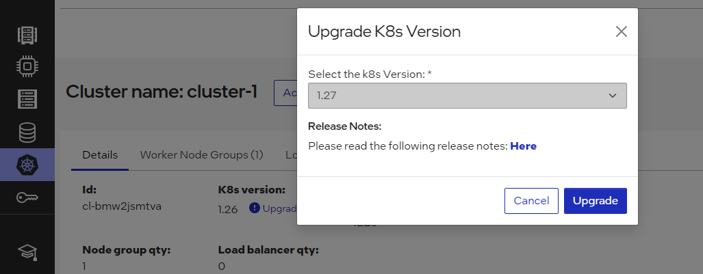 Upgrade K8S version